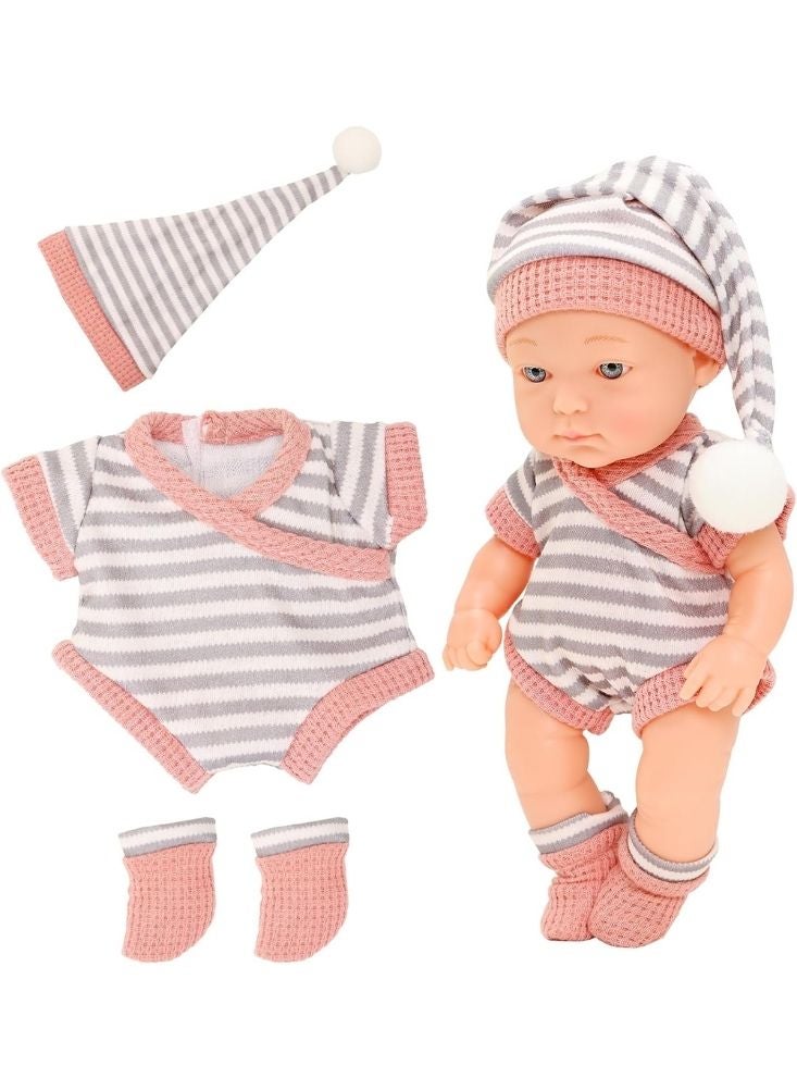 بريميم دمية طفل رضيع مع ملابس محبوكة وقبعة - دمية واقعية بحجم 9 بوصات بتصميم حديثي الولادة للأطفال الصغار، للعب التخيلي والإهداء - Image 2